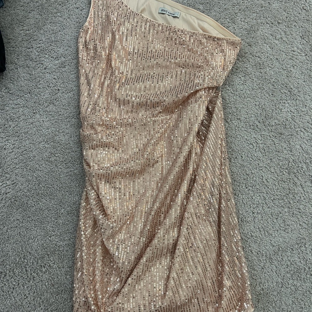 Grace Karin Gold One Shoulder Sheath Dress